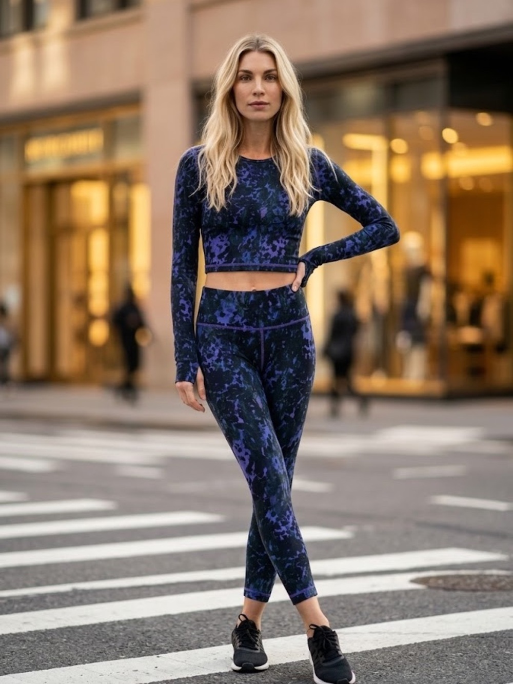 Lululemon Patterned Leggings – Purple Indigo & Black High Rise (Size 6)